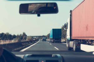 Cars and trucks driving on a highway in Kentucky