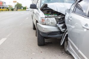 Rear-end car accident on the road