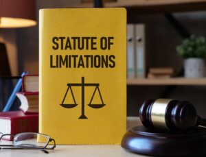 The statute of limitations (SOL) is visually represented with text and a gavel to emphasize legal time constraints.