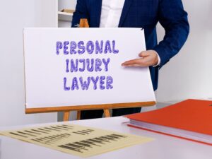 "Personal Injury Lawyer" written on a sheet of paper.